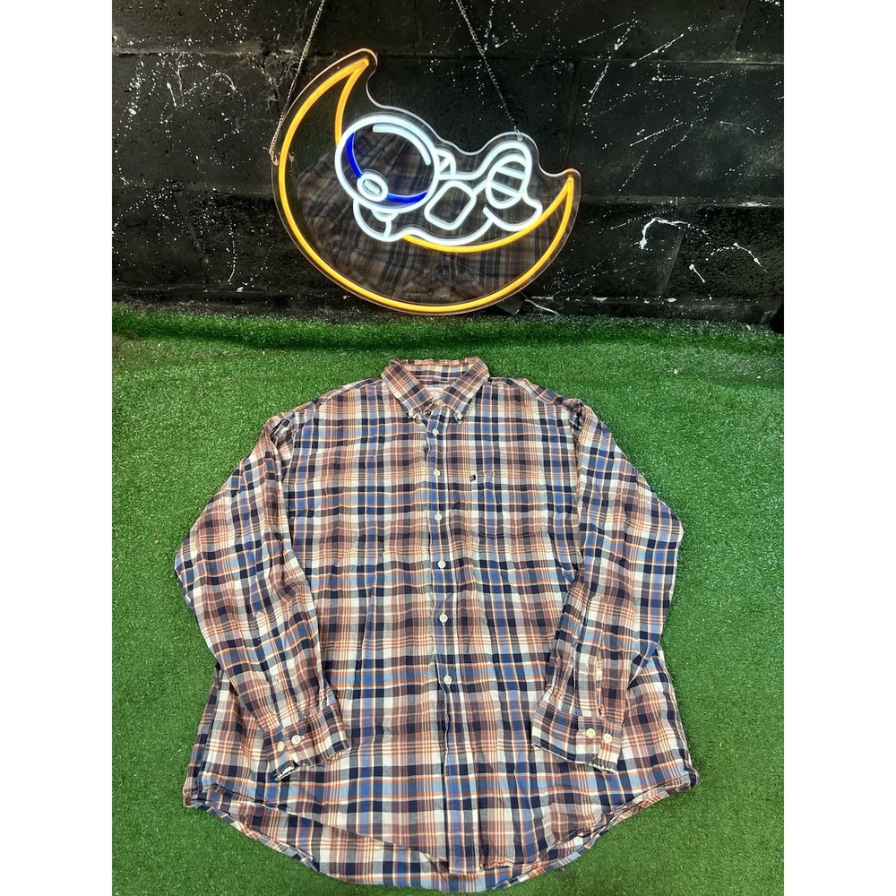 Brooks Brothers 346 Original Polo Blue Plaid Flannel‎ Button Up Shirt Size XL